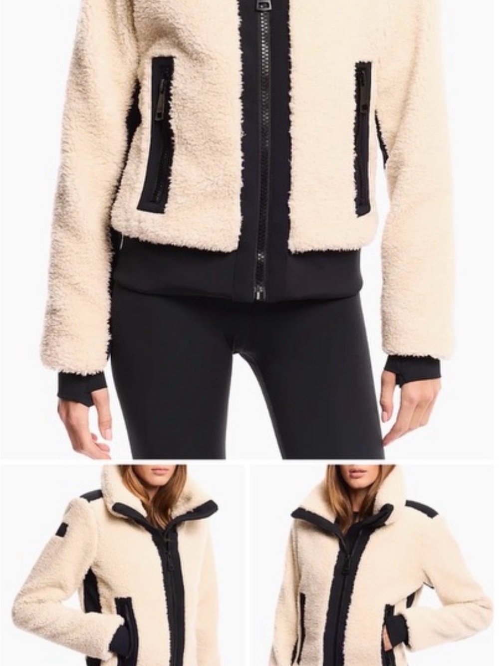 SAM. Cream Teddy Jacket with Black Trim